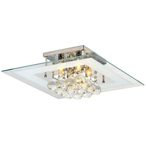 Lustre Plafon de Cristal Roma Quadrado Branco Startec