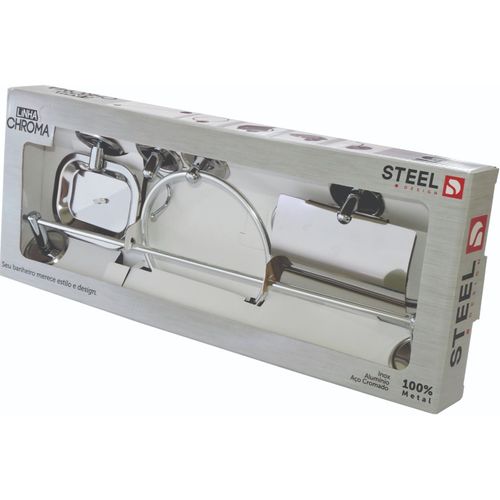Kit Chroma Acessórios de Banheiro 5 Peças Steel Design