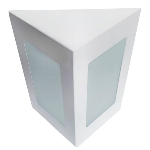 Arandela Triangular Alumínio 2 Vidros E-27 Branca E.R. Caggiano